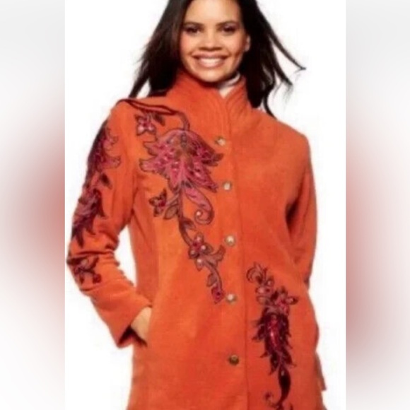 Bob Mackie Jackets & Blazers - Bob Mackie Wearable Art Coat buttons NWT  1X burnt soft dead stock